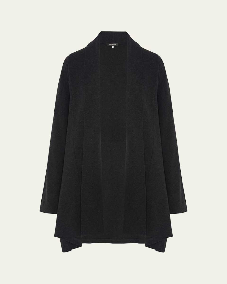 Wide A-Line Shawl-Collar Cardigan (Long Plus Length)